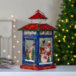 Northlight 13" Red & White Snowman Let It Snow Christmas Lantern -Northlight Shop D253993S 12