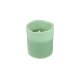 Northlight 8" Sage Green LED 3-Wick Flickering Wax Pillar Candle