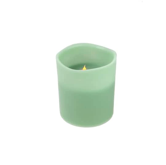 Northlight 8" Sage Green LED 3-Wick Flickering Wax Pillar Candle 3 Northlight 8" Sage Green LED 3-Wick Flickering Wax Pillar Candle