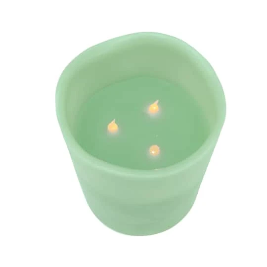 Northlight 8" Sage Green LED 3-Wick Flickering Wax Pillar Candle 5 Northlight 8" Sage Green LED 3-Wick Flickering Wax Pillar Candle - Image 3
