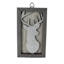Northlight 10.25" Silver Glittered Buck Silhouette Wall Box Frame -Northlight Shop D254007S 11