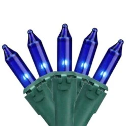 Northlight 100ct. Mini Christmas String Lights With Green Wire Royal Blue -Northlight Shop D254025S 1 1