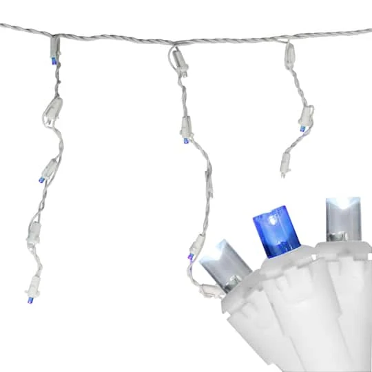 Northlight 100ct. LED Wide Angle Icicle Christmas Lights With White Wire Blue/Pure White 8 Northlight 100ct. LED Wide Angle Icicle Christmas Lights With White Wire Blue/Pure White - Image 6