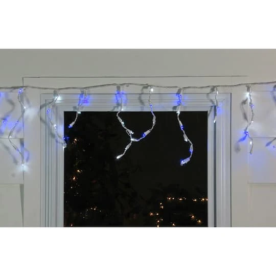 Northlight 100ct. LED Wide Angle Icicle Christmas Lights With White Wire Blue/Pure White 9 Northlight 100ct. LED Wide Angle Icicle Christmas Lights With White Wire Blue/Pure White - Image 7