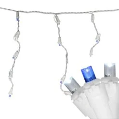 Northlight 100ct. LED Wide Angle Icicle Christmas Lights With White Wire Blue/Pure White 13 Northlight 100ct. LED Wide Angle Icicle Christmas Lights With White Wire Blue/Pure White -Northlight Shop D254028S 2