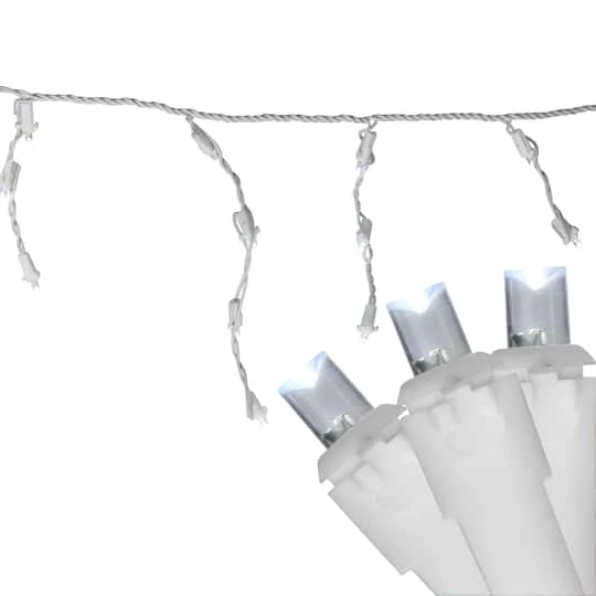 Northlight 100ct. LED Wide Angle Icicle Christmas Lights With White Wire Pure White 3 Northlight 100ct. LED Wide Angle Icicle Christmas Lights With White Wire Pure White