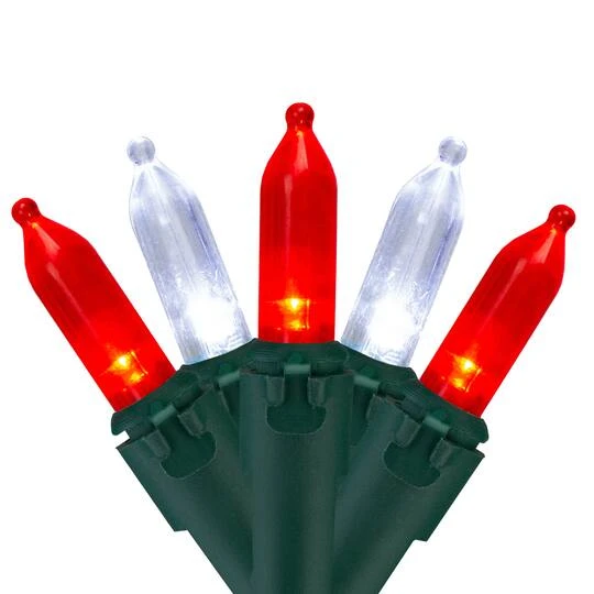 Northlight 100ct. LED Mini Christmas Lights With Green Wire Red/White 7 Northlight 100ct. LED Mini Christmas Lights With Green Wire Red/White - Image 5