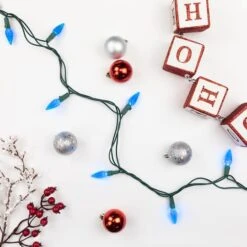 Northlight 70ct. LED Faceted C6 Christmas String Lights Blue -Northlight Shop D254077S 13
