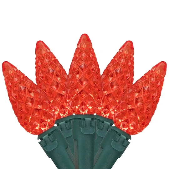 Northlight 70ct. LED Faceted C6 Christmas String Lights Red 11 Northlight 70ct. LED Faceted C6 Christmas String Lights Red - Image 9