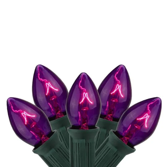 Northlight 25ct. C7 Christmas String Lights With Green Wire Purple 5 Northlight 25ct. C7 Christmas String Lights With Green Wire Purple - Image 3