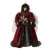 Glitzhome® 16" Red Plaid Faux Fur Angel Tree Topper 1 Glitzhome® 16" Red Plaid Faux Fur Angel Tree Topper -Northlight Shop D254165S 1