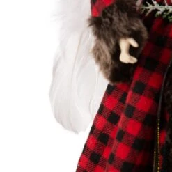 Glitzhome® 16" Red Plaid Faux Fur Angel Tree Topper -Northlight Shop D254165S 5