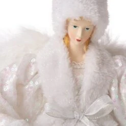 Glitzhome® 16" White Faux Fur Christmas Angel Tree Topper -Northlight Shop D254172S 3