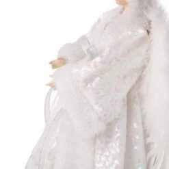 Glitzhome® 16" White Faux Fur Christmas Angel Tree Topper -Northlight Shop D254172S 6