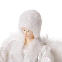 Glitzhome® 16" White Faux Fur Christmas Angel Tree Topper -Northlight Shop D254172S 8