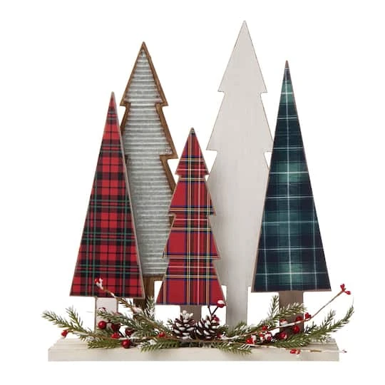 Glitzhome® 14" Wooden Christmas Tree Table Décor 3 Glitzhome® 14" Wooden Christmas Tree Table Décor