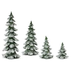 Melrose White & Green Tree Set, 6.5", 9", 13.25" & 18" 5 Melrose White & Green Tree Set, 6.5", 9", 13.25" & 18" -Northlight Shop D254736S 1 1