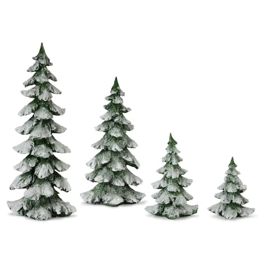 Melrose White & Green Tree Set, 6.5", 9", 13.25" & 18" 3 Melrose White & Green Tree Set, 6.5", 9", 13.25" & 18"