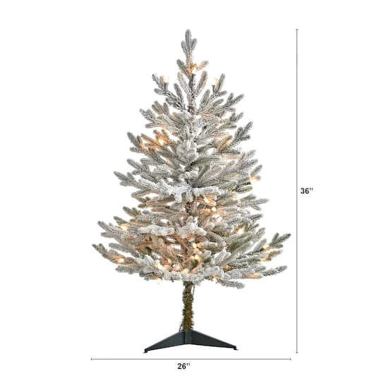 3ft. Pre-Lit Flocked Fraser Fir Artificial Christmas Tree With Warm White LED Lights 5 3ft. Pre-Lit Flocked Fraser Fir Artificial Christmas Tree With Warm White LED Lights - Image 3