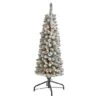 4ft. Pre-Lit Flocked Pencil Artificial Christmas Tree With Clear LED Lights -Northlight Shop D255803S 1