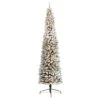 9ft. Pre-Lit Flocked Pencil Artificial Christmas Tree With Clear LED Lights 2 9ft. Pre-Lit Flocked Pencil Artificial Christmas Tree With Clear LED Lights -Northlight Shop D255815S 1