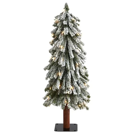 3ft. Pre-Lit Flocked Grand Alpine Artificial Christmas Tree, Clear LED Lights 3 3ft. Pre-Lit Flocked Grand Alpine Artificial Christmas Tree, Clear LED Lights