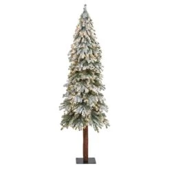 6ft. Pre-Lit Flocked Grand Alpine Artificial Christmas Tree, Clear LED Lights