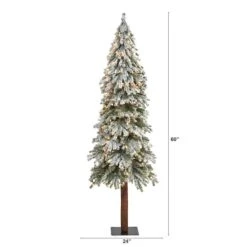 6ft. Pre-Lit Flocked Grand Alpine Artificial Christmas Tree, Clear LED Lights -Northlight Shop D255830S 2
