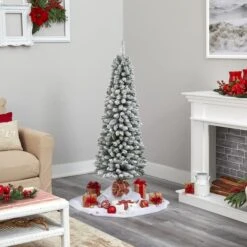 5ft. Unlit Flocked Artificial Christmas Tree -Northlight Shop D255833S 6