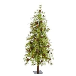 5ft. Pre-Lit Wyoming Alpine & Pinecone Artificial Christmas Tree, Clear LED Lights 10 5ft. Pre-Lit Wyoming Alpine & Pinecone Artificial Christmas Tree, Clear LED Lights -Northlight Shop D255847S 1 1
