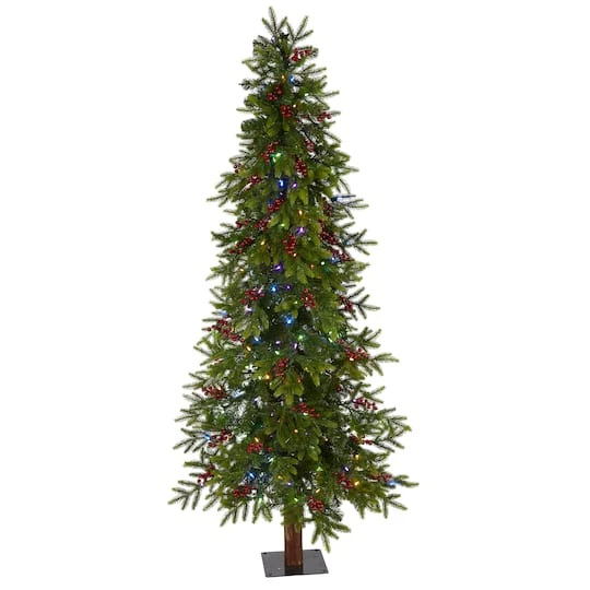 6ft. Pre-Lit Berries Victoria Fir Artificial Christmas Tree With Color Changing LED Lights 3 6ft. Pre-Lit Berries Victoria Fir Artificial Christmas Tree With Color Changing LED Lights
