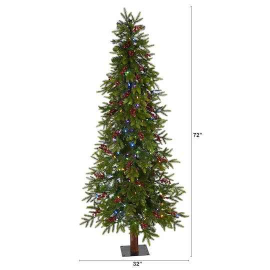 6ft. Pre-Lit Berries Victoria Fir Artificial Christmas Tree With Color Changing LED Lights 5 6ft. Pre-Lit Berries Victoria Fir Artificial Christmas Tree With Color Changing LED Lights - Image 3