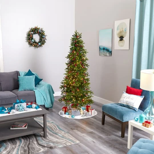 6ft. Pre-Lit Berries Victoria Fir Artificial Christmas Tree With Color Changing LED Lights 10 6ft. Pre-Lit Berries Victoria Fir Artificial Christmas Tree With Color Changing LED Lights - Image 8