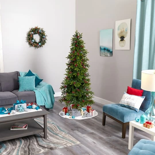 6ft. Pre-Lit Berries Victoria Fir Artificial Christmas Tree With Color Changing LED Lights 11 6ft. Pre-Lit Berries Victoria Fir Artificial Christmas Tree With Color Changing LED Lights - Image 9