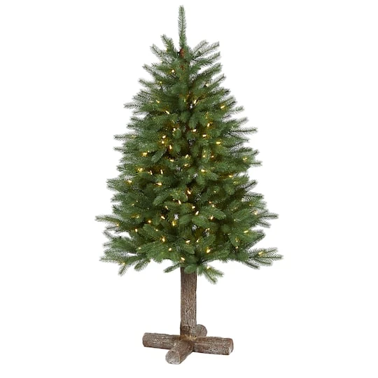 5ft. Pre-Lit Napa Valley Pine Artificial Christmas Tree With Warm White LED Lights On A Faux Wood Stand 3 5ft. Pre-Lit Napa Valley Pine Artificial Christmas Tree With Warm White LED Lights On A Faux Wood Stand