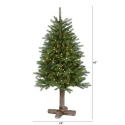 5ft. Pre-Lit Napa Valley Pine Artificial Christmas Tree With Warm White LED Lights On A Faux Wood Stand 12 5ft. Pre-Lit Napa Valley Pine Artificial Christmas Tree With Warm White LED Lights On A Faux Wood Stand -Northlight Shop D255907S 2