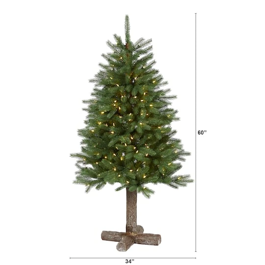5ft. Pre-Lit Napa Valley Pine Artificial Christmas Tree With Warm White LED Lights On A Faux Wood Stand 5 5ft. Pre-Lit Napa Valley Pine Artificial Christmas Tree With Warm White LED Lights On A Faux Wood Stand - Image 3