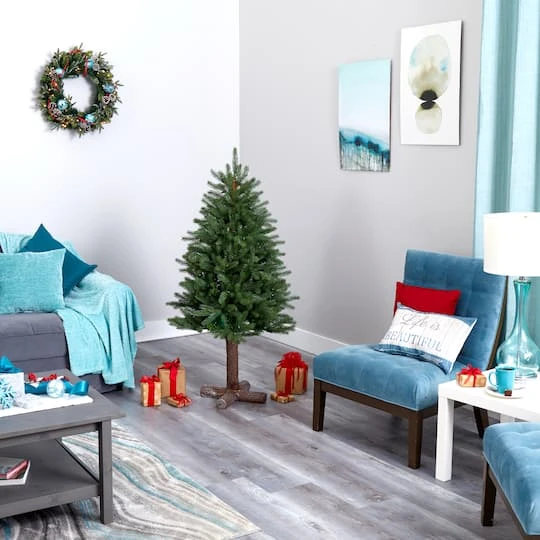 5ft. Pre-Lit Napa Valley Pine Artificial Christmas Tree With Warm White LED Lights On A Faux Wood Stand 10 5ft. Pre-Lit Napa Valley Pine Artificial Christmas Tree With Warm White LED Lights On A Faux Wood Stand - Image 8