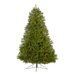 7ft. Pre-Lit Cambridge Spruce Flat Back Artificial Christmas Tree With Warm White Multifunction LED Lights