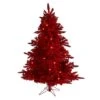 5ft. Pre-Lit Red Flocked Fraser Fir Artificial Christmas Tree With Red Lights 1 5ft. Pre-Lit Red Flocked Fraser Fir Artificial Christmas Tree With Red Lights -Northlight Shop D255909S 1
