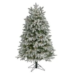 5ft. Pre-Lit Flocked Colorado Mountain Fir Artificial Christmas Tree, Warm White Microdot LED Lights 12 5ft. Pre-Lit Flocked Colorado Mountain Fir Artificial Christmas Tree, Warm White Microdot LED Lights -Northlight Shop D255913S 1 1