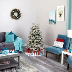 5ft. Pre-Lit Flocked Colorado Mountain Fir Artificial Christmas Tree, Warm White Microdot LED Lights 18 5ft. Pre-Lit Flocked Colorado Mountain Fir Artificial Christmas Tree, Warm White Microdot LED Lights -Northlight Shop D255913S 7