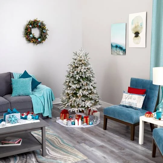 5ft. Pre-Lit Flocked Colorado Mountain Fir Artificial Christmas Tree, Warm White Microdot LED Lights 10 5ft. Pre-Lit Flocked Colorado Mountain Fir Artificial Christmas Tree, Warm White Microdot LED Lights - Image 8