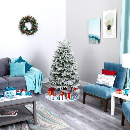 5ft. Pre-Lit Flocked Colorado Mountain Fir Artificial Christmas Tree, Warm White Microdot LED Lights 11 5ft. Pre-Lit Flocked Colorado Mountain Fir Artificial Christmas Tree, Warm White Microdot LED Lights - Image 9