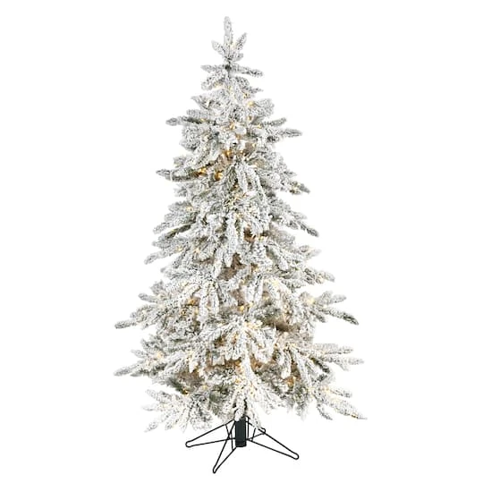 5ft. Pre-Lit Flocked Grand Northern Rocky Fir Artificial Christmas Tree, Warm White Micro LED Lights 4 5ft. Pre-Lit Flocked Grand Northern Rocky Fir Artificial Christmas Tree, Warm White Micro LED Lights - Image 2