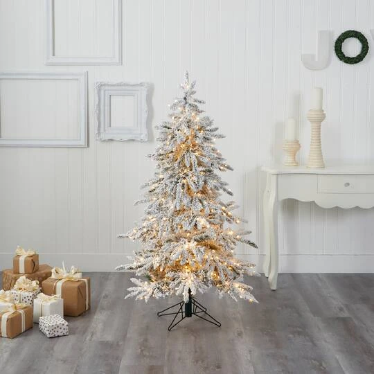 5ft. Pre-Lit Flocked Grand Northern Rocky Fir Artificial Christmas Tree, Warm White Micro LED Lights 10 5ft. Pre-Lit Flocked Grand Northern Rocky Fir Artificial Christmas Tree, Warm White Micro LED Lights - Image 8