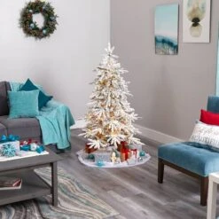 5ft. Pre-Lit Flocked Grand Northern Rocky Fir Artificial Christmas Tree, Warm White Micro LED Lights 20 5ft. Pre-Lit Flocked Grand Northern Rocky Fir Artificial Christmas Tree, Warm White Micro LED Lights -Northlight Shop D255914S 8