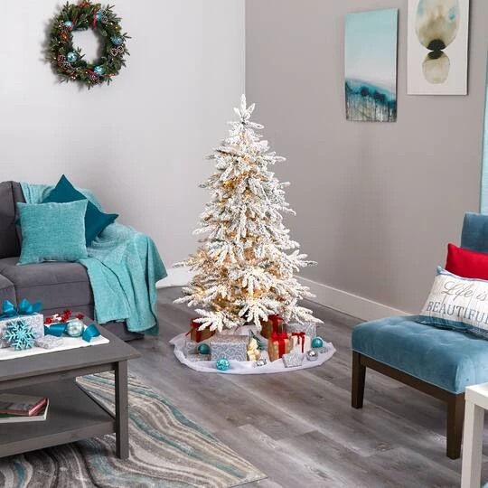 5ft. Pre-Lit Flocked Grand Northern Rocky Fir Artificial Christmas Tree, Warm White Micro LED Lights 11 5ft. Pre-Lit Flocked Grand Northern Rocky Fir Artificial Christmas Tree, Warm White Micro LED Lights - Image 9