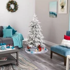 5ft. Pre-Lit Flocked Grand Northern Rocky Fir Artificial Christmas Tree, Warm White Micro LED Lights 21 5ft. Pre-Lit Flocked Grand Northern Rocky Fir Artificial Christmas Tree, Warm White Micro LED Lights -Northlight Shop D255914S 9