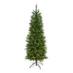 6ft. Pre-Lit Green Mountain Pine Artificial Christmas Tree, Clear LED Lights